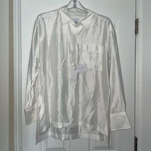 BAGUTTA WHITE VISCOSE/SILK BLEND ‘IDAS’  BLOUSE SZ XS NWT $220